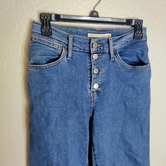 Levi's Mile High Cropped Wide Leg Jeans Sz 25 - Picture 2 of 10
